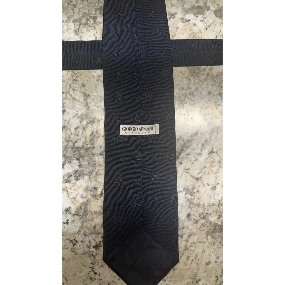 Giorgio Armani Cravatte Tie Mens‎ navy Blue Silk Blend Made in Italy